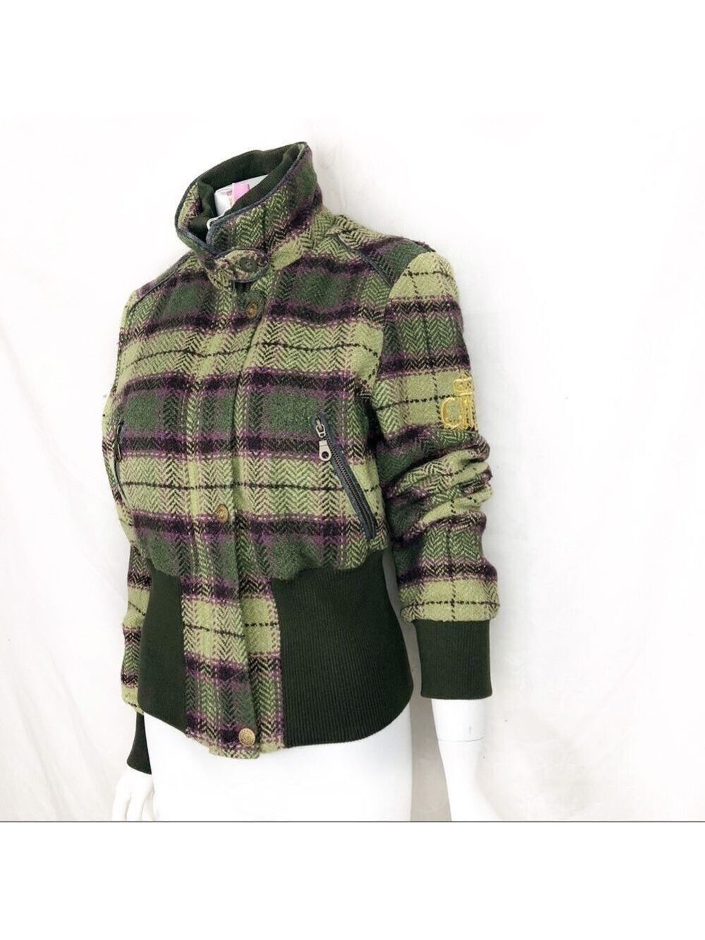 𝅺bnwt-cimarron HauteCouture Paris PlaidBomber Jckt